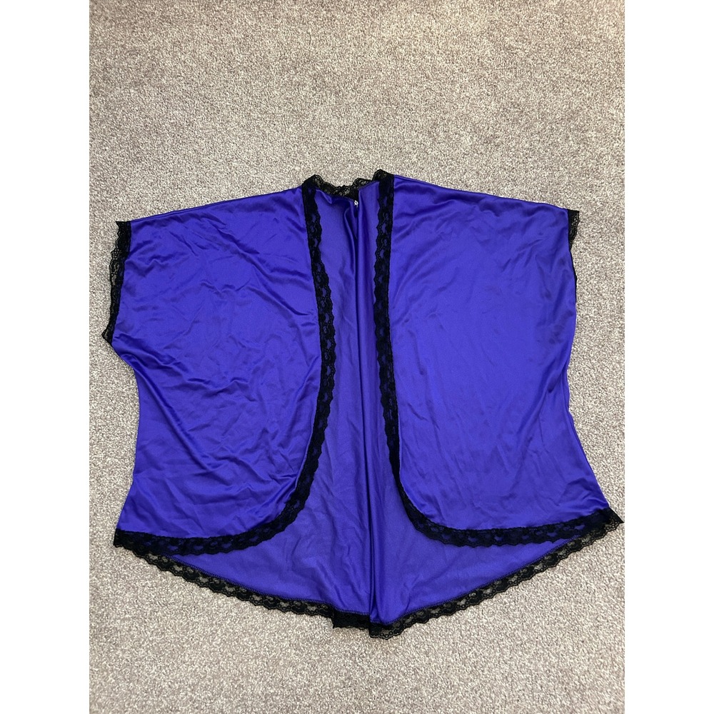 Romantic Kimono Robe Womens One Size Purple Excellent Lace Trim Open Front Wrap